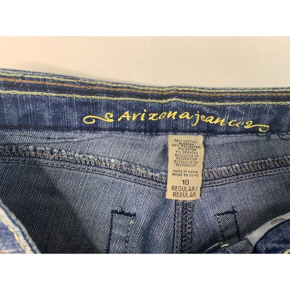 Arizona Jeans Girls Size 10 Reg Long Burmuda Shorts Jean Denim Cuffed Hem - Picture 5 of 5